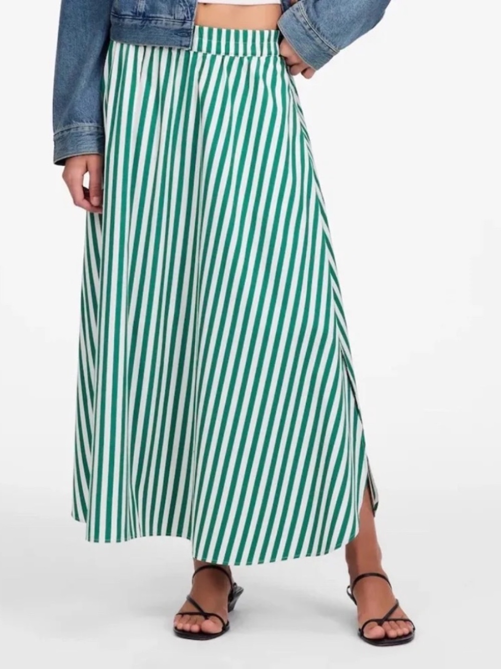 Madewell Striped Poplin Midi Skirt